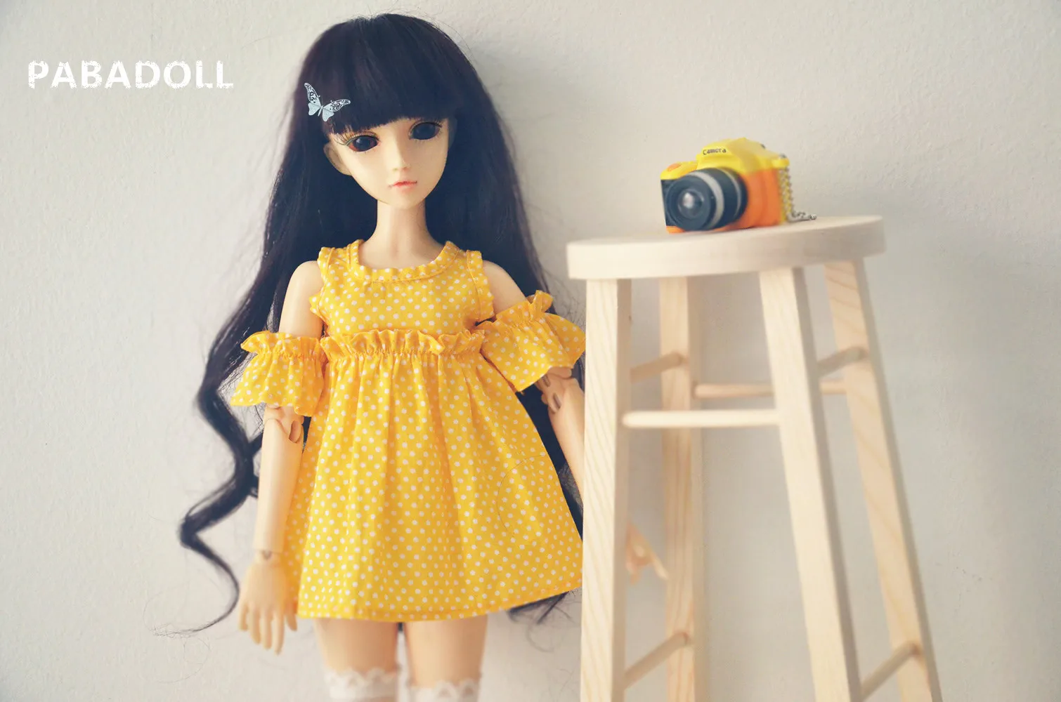 

SunShine Dot Strapless Pleated Dress Top For BJD Doll 1/6 YOSD 1/4 MSD,1/3 SD16 Doll Clothes CWB95-1