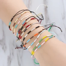 Тонкий плетеный браслет ручной работы в богемном стиле, браслеты и браслеты унисекс, регулируемые пляжные браслеты