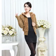 Лидер продаж! Из натурального кроличьего меха пальто кроличий мех с капюшоном свитер; кардиган; пальто Женская мода кролика куртка f67