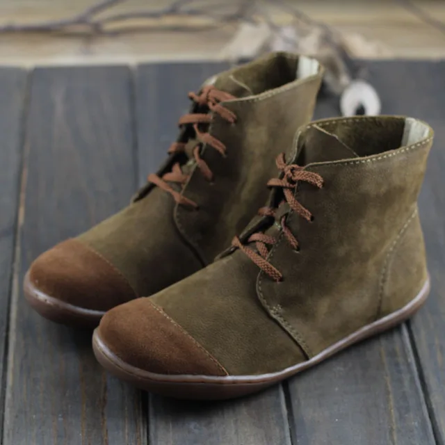 Imter Women's Boots Barefoot Shoes Plus Size 100 Genuine Leather Lace