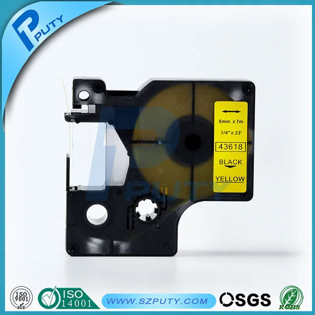 Best Price 10 packs 6mm Black on Yellow 43618 compatible label tapes for dymo label printers Best Price 10 packs 6mm Black on Yellow 43618 compatible label tapes for dymo label printers