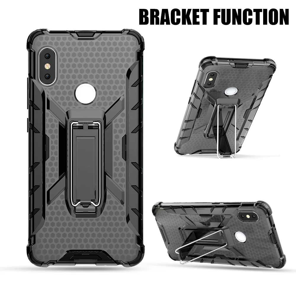 

[Clearance] For Xiaomi A2 6X Hard PC+TPU Shockproof Case For Redmi Note 5 6 Transparent Anti-knock Holder Full Back Cover Case