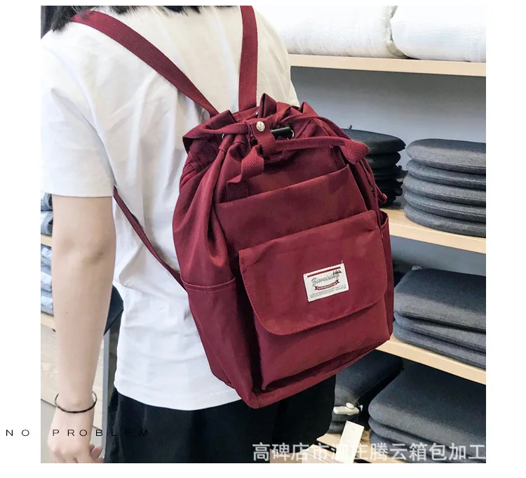 Женская мода луч порт холст кисточкой школьные сумки путешествия рюкзак черный сумка для женщин 4 цвета