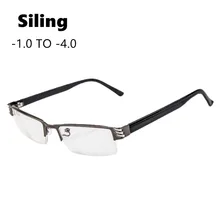 Очки для близоруких мужчин и женщин Регулируемая металлическая полуоправа близорукость очки для чтения с футляром градусов-1,0 до-4,0