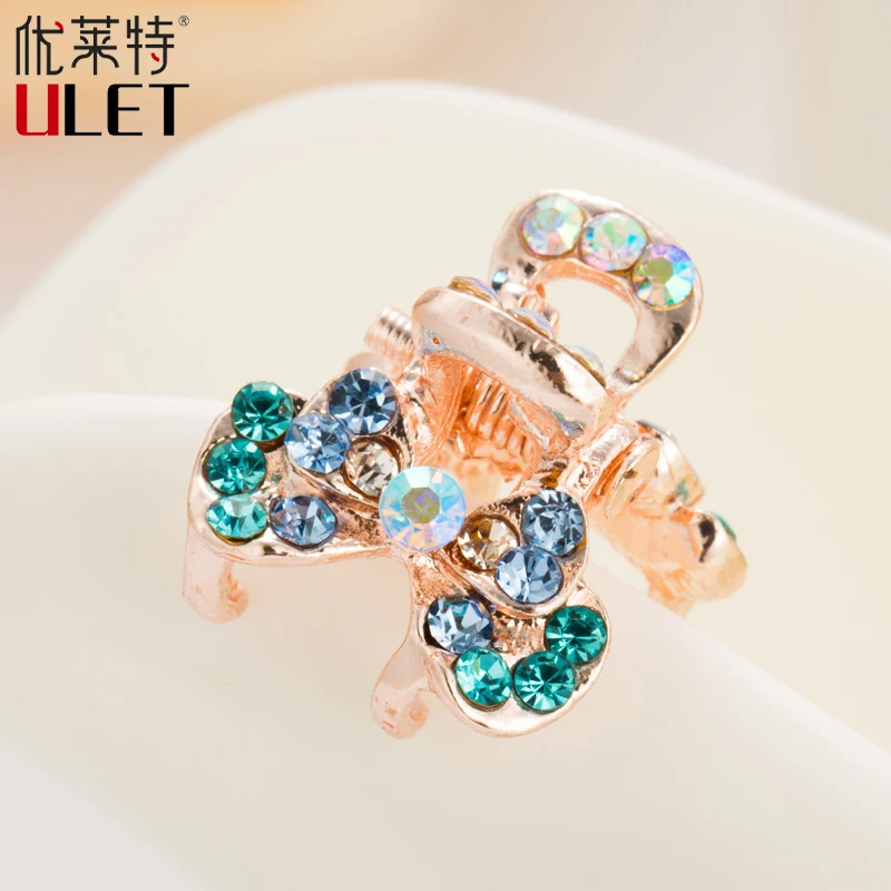 Mini Cute Crab For Hair Trendy Flower Butterfly ULET Hair Clip Rhinestone Claws Imitation Crystal Simulated