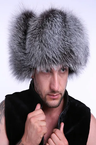 Распродажа, шапка-ушанка, меховая шапка для мужчин, хатска ушанка, Зимняя шляпа из натуральной кожи с ушками, ушанка, шапка-ушанка - Цвет: Bomber Hat Gray