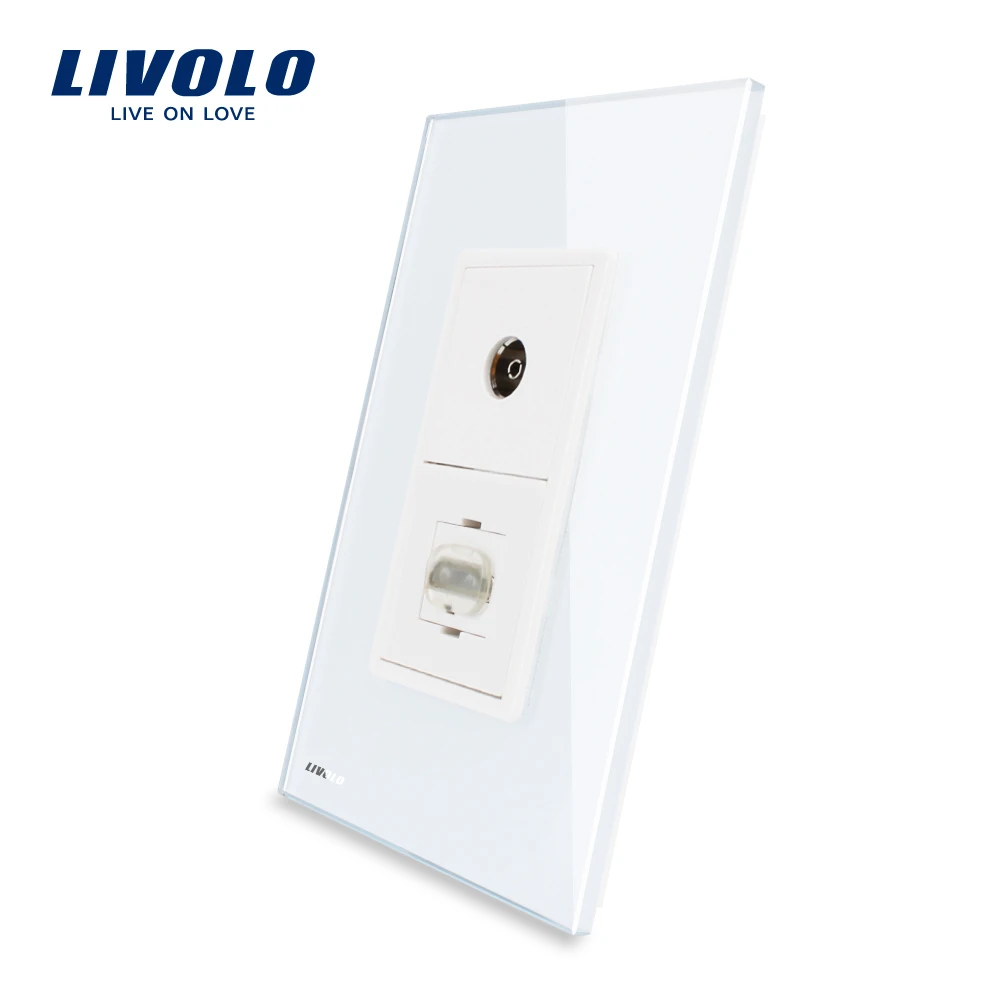 Livolo Новый стандарт США/Австралии роскошный ТВ и HDMI розетка с белым жемчугом