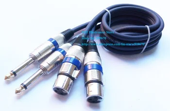 

3M Length Dual XLR 3Pin Female Speaker Jack to Dual 6.35MM Mono Male Plug Connector Microphone MIC Cable/Free Shipping/1PC