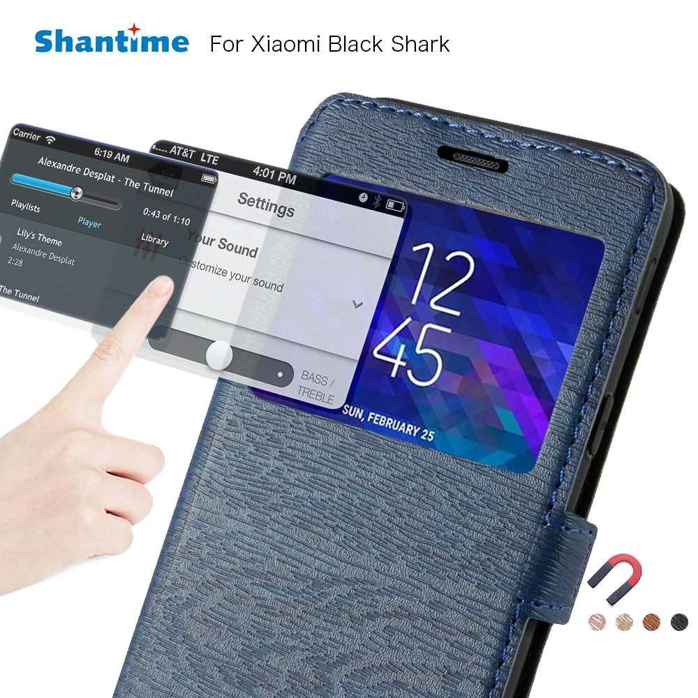 Чехол-книжка из искусственной кожи с окошком для Xiaomi Black Shark | Мобильные телефоны и