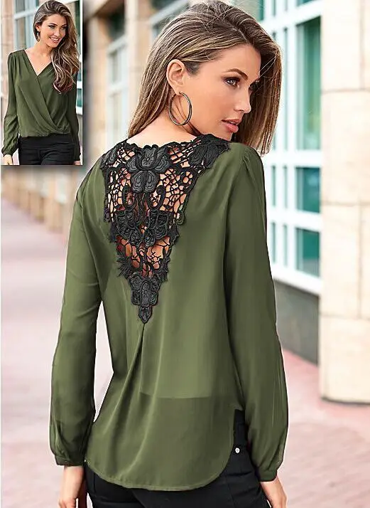 Lace Shirt Tops Fashion Front Cross 