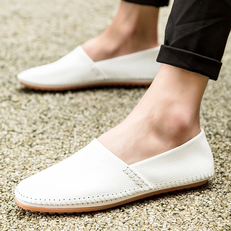 En Mocassins De Noir Cuir bleu Conduite chocolat Classiques Sans Printemps blanc Véritable Loisirs Lacets jaune Autumm Hommes Chaussures Plates 0B6wq1d