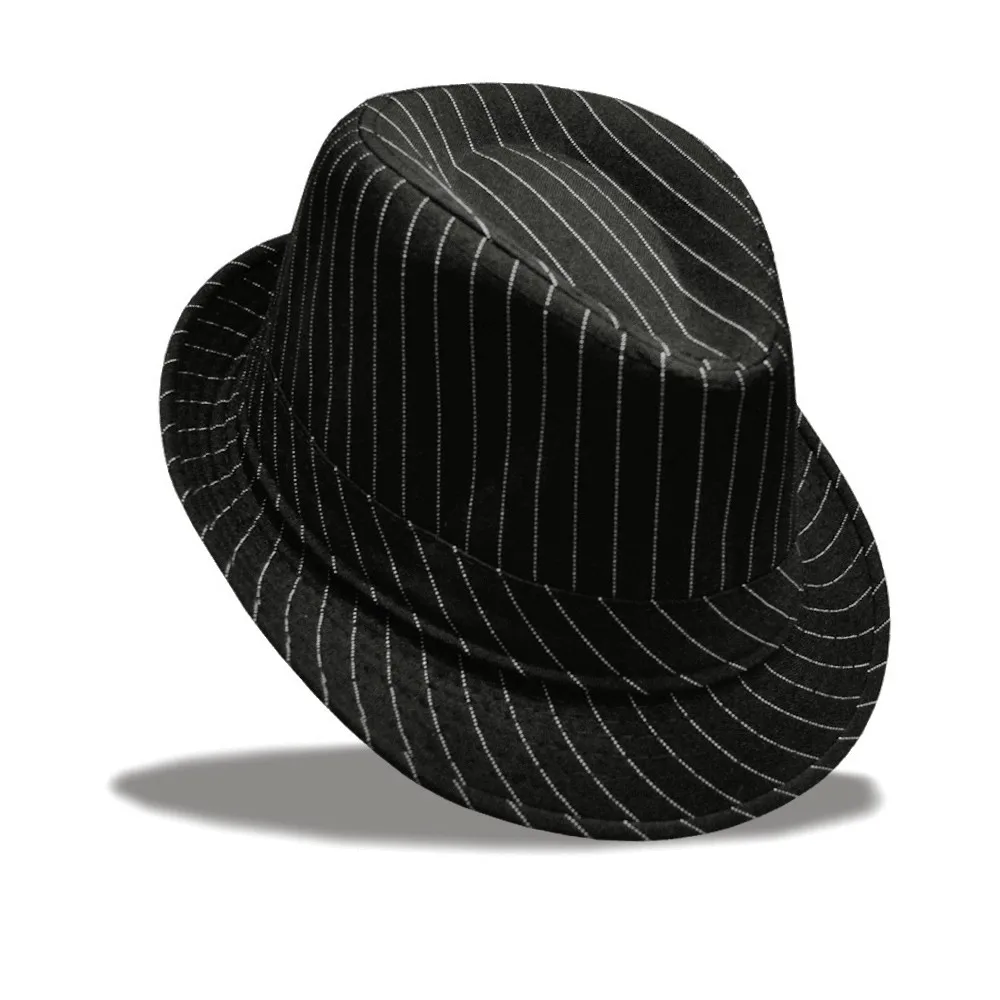 Унисекс полосатый топ фетровая шляпа Гангстерская шляпа летняя шляпа джентльмена Панама шляпа от солнца для женщин мужчин 25