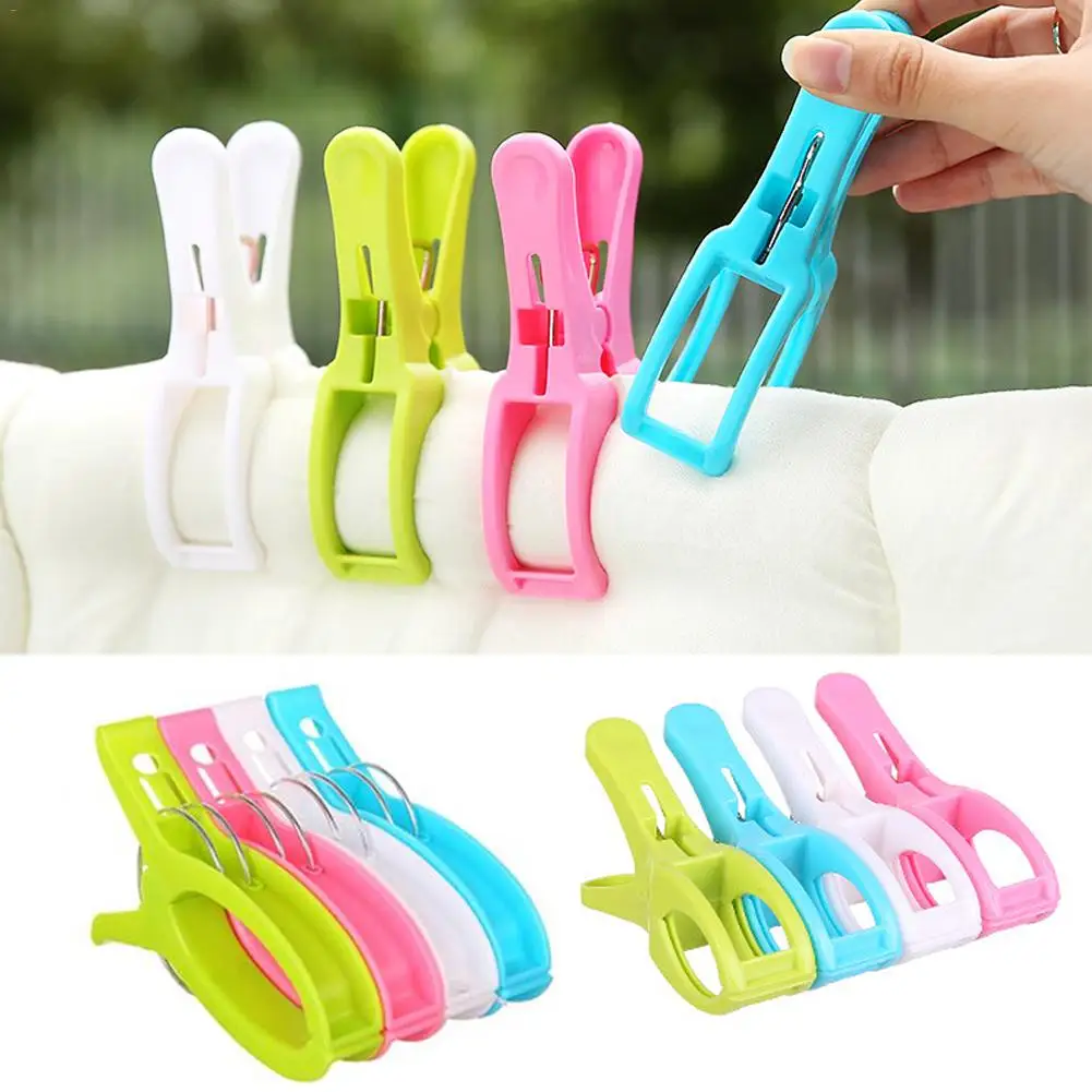 8 Pack Beach Towel Clips Chair Clips Towel Holder for Pool Chairs on Cruise Large Plastic Clothespins 4 Warm Colors Clothes Drying Line Pegs Keep Your Clothes Quilt Towel from Blowing Away