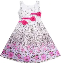 Sunny Fashion Robe Fille 3 Rose Fleur Feuilles École Partie