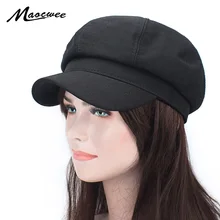 Модные однотонные береты для женщин, весенние и летние теплые Восьмиугольные Шапки, береты, газетные шапки для женщин, Военные Шапки, береты
