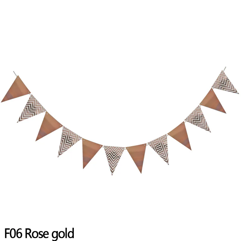 1set Paper Garland Happy Birthday Banners Hanging Bunting Wedding Decoration Photo Props String Flags Baby Shower Party Supplies - Цвет: Rose gold