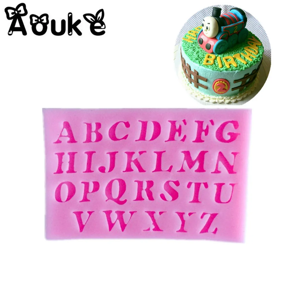 26 English Capital Letters Shape Embossed Silicone Molds Fondant Cake