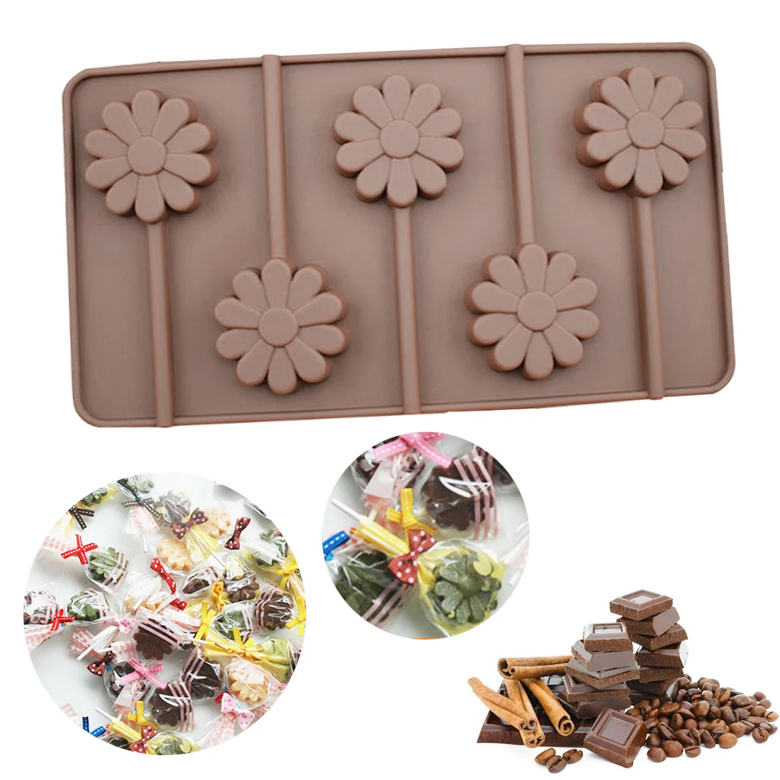 

Kitchen Accessories Cake Tools Silicone Cake Mold Flower Floral Lollipop Shape Soap Mold Pastry Chocolate Stencils Bakeware