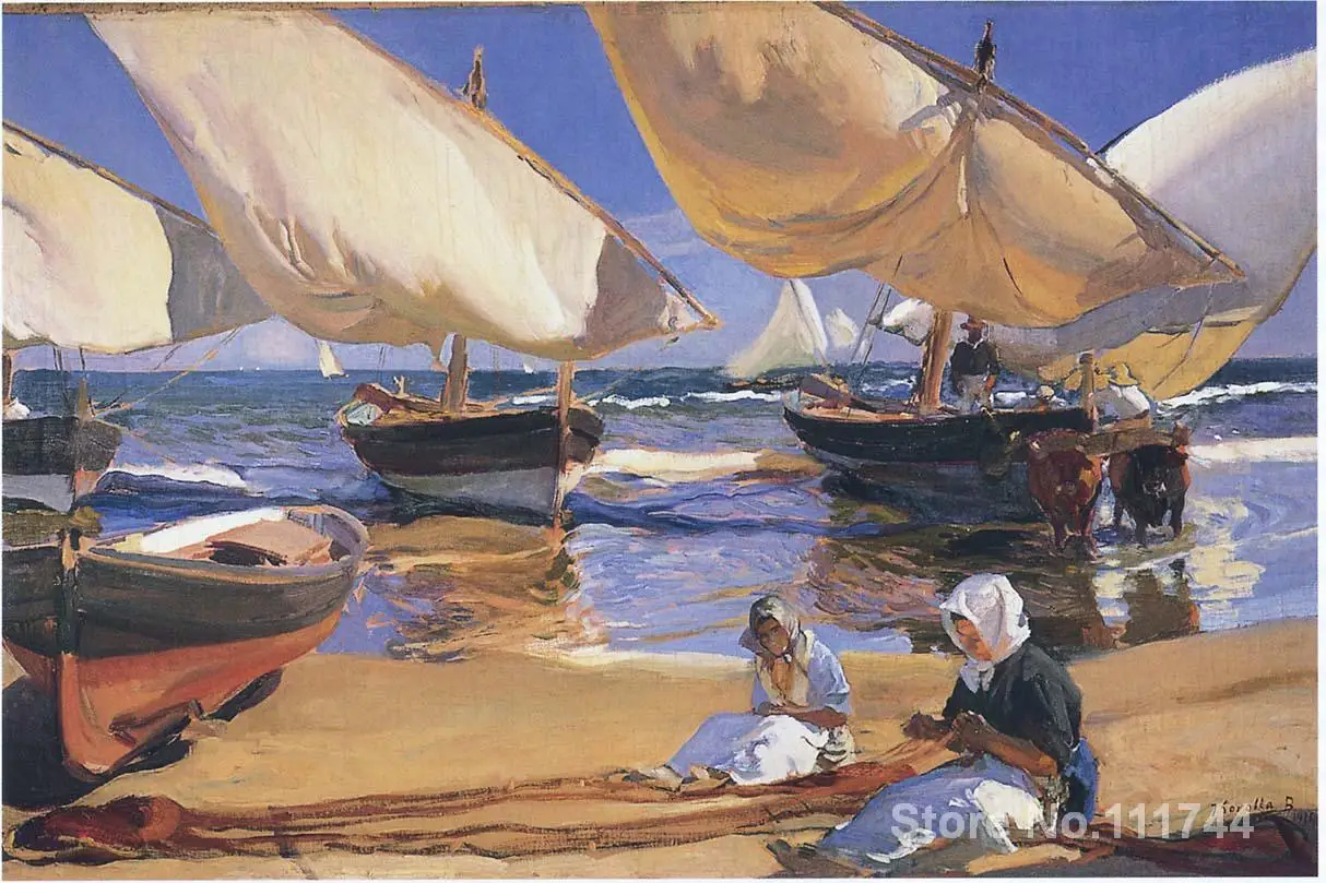 seascape art On the Beach at Valencia by Joaquin Sorolla y Bastida reproduction paintings High quality Hand painted seascape art On the Beach at Valencia by Joaquin Sorolla y Bastida reproduction paintings High quality Hand painted