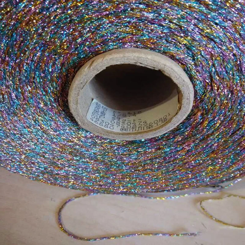 New Arrival 250g Shiny Gold Silver Silk Colorful Space Dye Fancy Metallic Yarn Hand Knitting Thin Crochet Weaving Thread Z3910 5