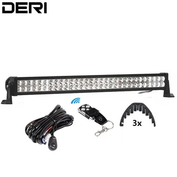 

Classic Style 32 inch 180W Dual Row Straight LED Work Light Bar Wireless Remote Control Wiring Kit For JEEP Car Truck Off Road