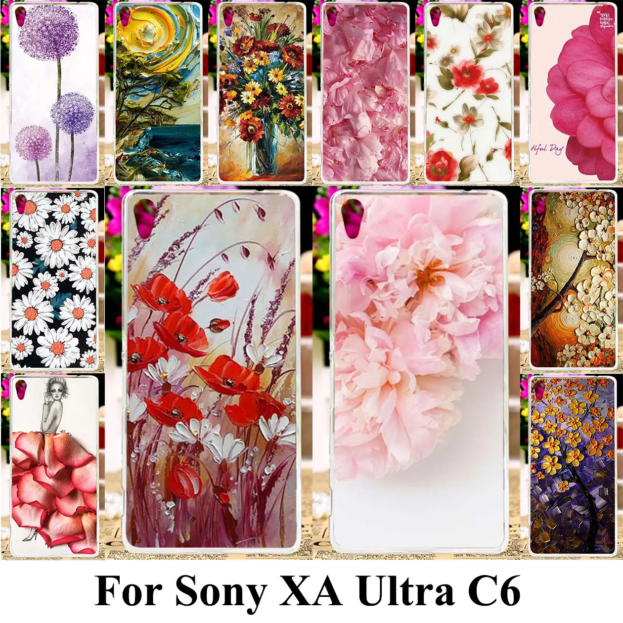 

TPU Silicone Plastic Phone Case For Sony Xperia XA Ultra Dual F3212 F3216 F3211 F3215 F3213 C6 Bag Painted Covers