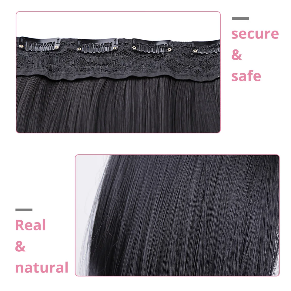 AISI BEAUTY 5 Clips Synthetic Hair Long Straight Blonde Clip In Hair Extensions False Hair Brown Black Hair Pieces for Women