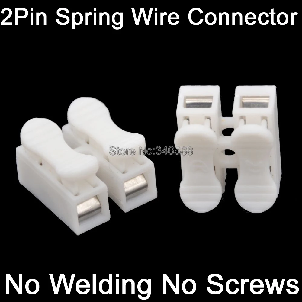 

20pcs 2Pins 2-Pin Spring Connector No welding No screws Quick Wire Cable Clamp Terminal Block Connector Easy Fit for LED Strip