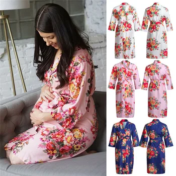 

Maternity Sashes Dress 2019 New Women's Maternity Summer Long Sleeve V-neck Floral Print Pregnancy Dresses Pregnant vestidos