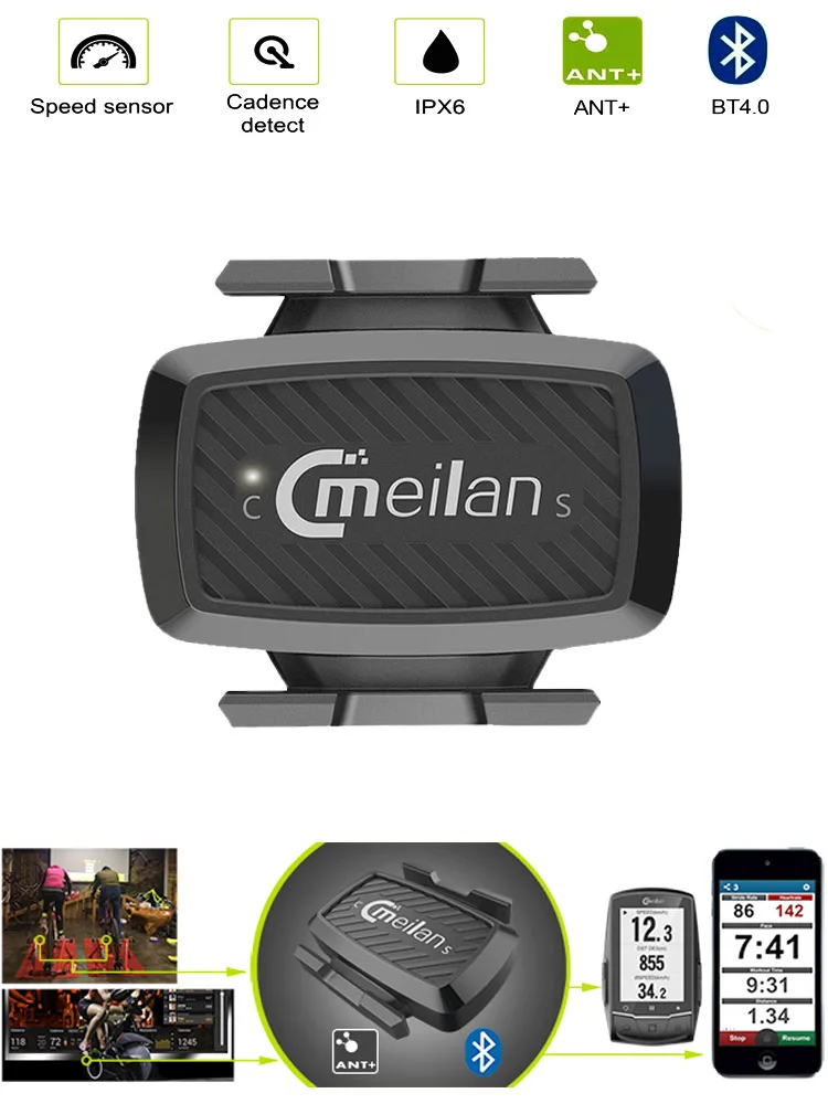 Flash Deal Bicycle accessories Bike Cadence Speedometer sensor Cycling Bluetooth 4.0 ANT indoor Spinning cadence training Meilan C1 0