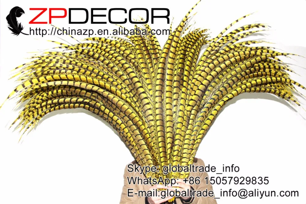 ZPDECOR 32 36 дюймов (80 90 см) 50 шт./лот хорошее качество желтый длинный Леди Amherst перья из