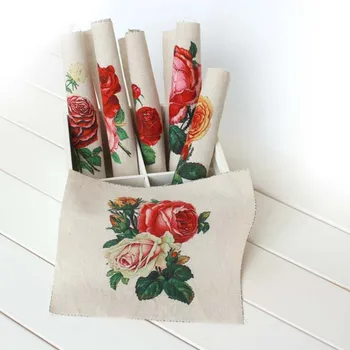 

Vintage Rose Cotton Linen Printed Quilt Fabric for DIY Sewing Patchwork Handmade Crafting Fabric 6 pcs20cmx20cm Free Shipping