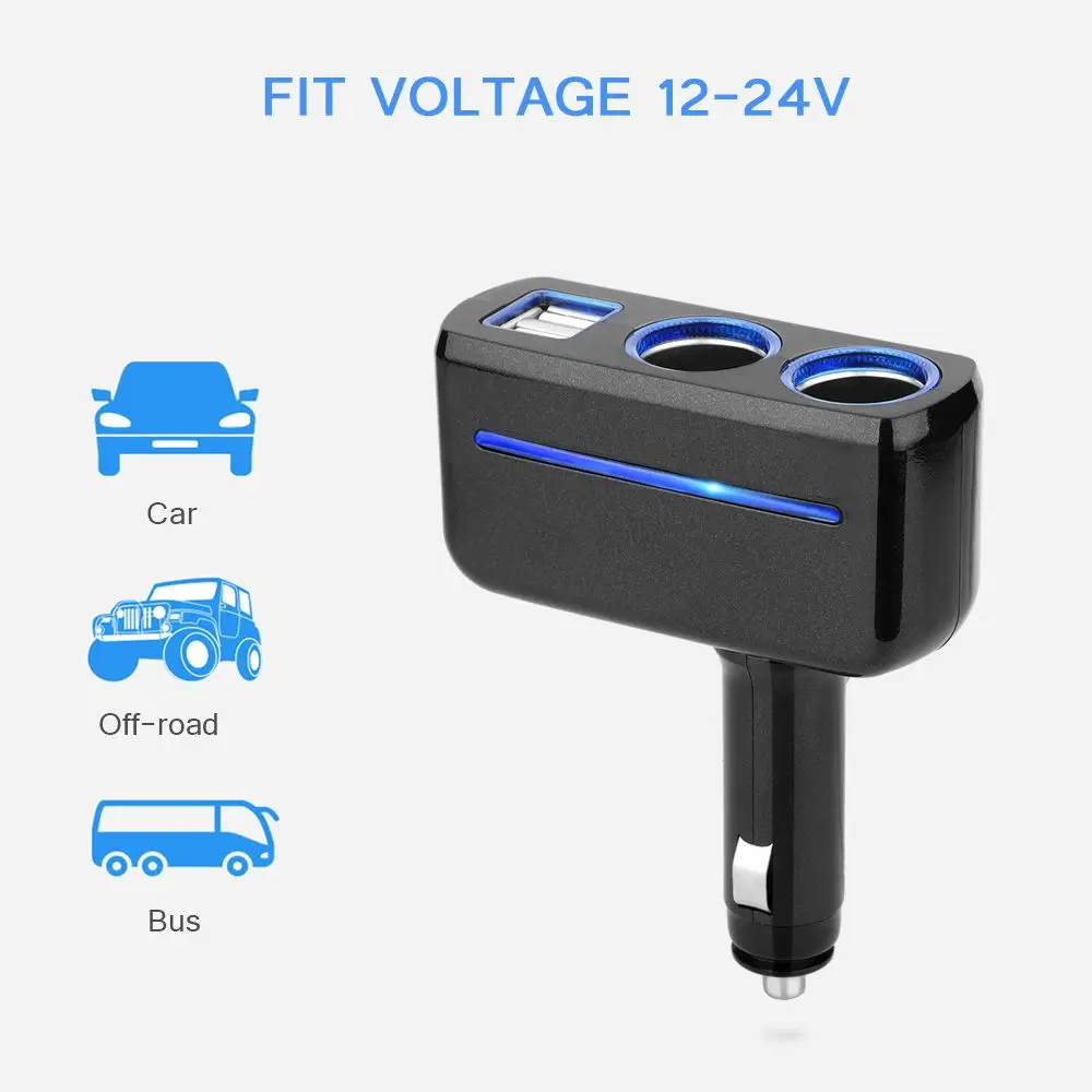 SHUNWEI 2 способа автомобильного прикуривателя DC 12 В 3.1A 80 Вт Dual USB Мощность разъем