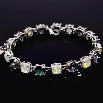 

Cubic Zircon New Luck Charm White Fire Opal Bracelet 925 Sterling Sliver Jewelry For Women Friendship Jewelry BNT16031303