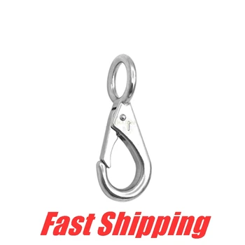 

316 stainless steel 71mm directional safety hook Carabiner Fixed Eye Spring Clip for Boat yacht Hardware accessories