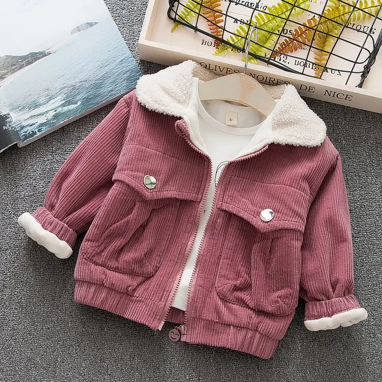 Зимние модные вельветовые куртки для маленьких мальчиков и девочек, 1 предмет