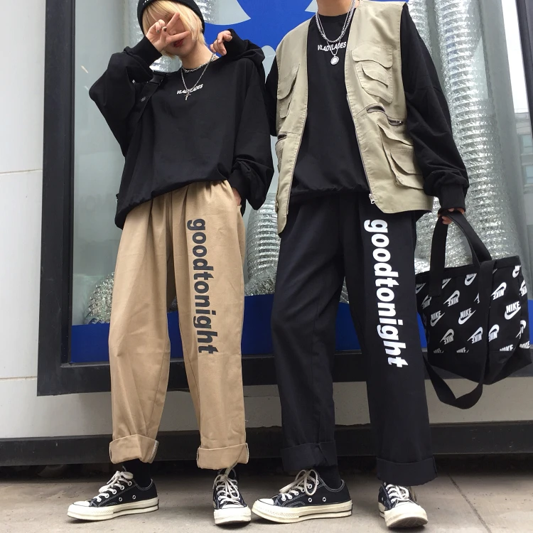 Fashion Casual Men's Wide Leg Pants Spring And Autumn M-XL Letters Loose Harem Pants Tricolor Personality Youth Popular