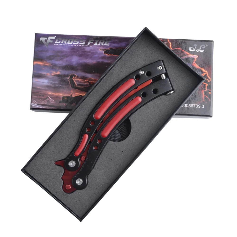 Najtaniej Nowa kolorowa gra motyl w nożu nudne ostrze nie zaostrzony nóż Balisong kieszeń treningowa CS GO Karambit nóż motyl