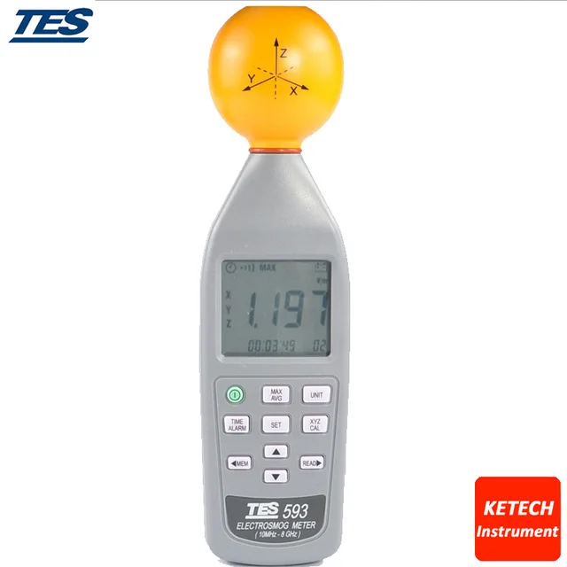 

TES593 3 Axis Electro Smog Meter (10MHz to 8.0GHz) EMF Meter Electromagnetic Radiation Detectors