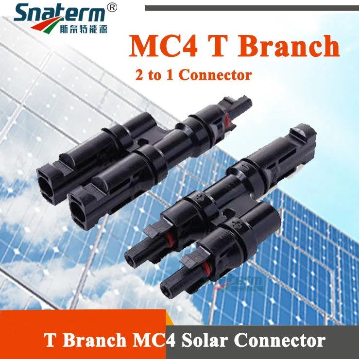 

MC4 T/ Y Branch Connector 1 to 2 Solar PV MC4 Branch Connectors T Branch 2 to 1 Connector Male Female Adapter For MC4 Solar