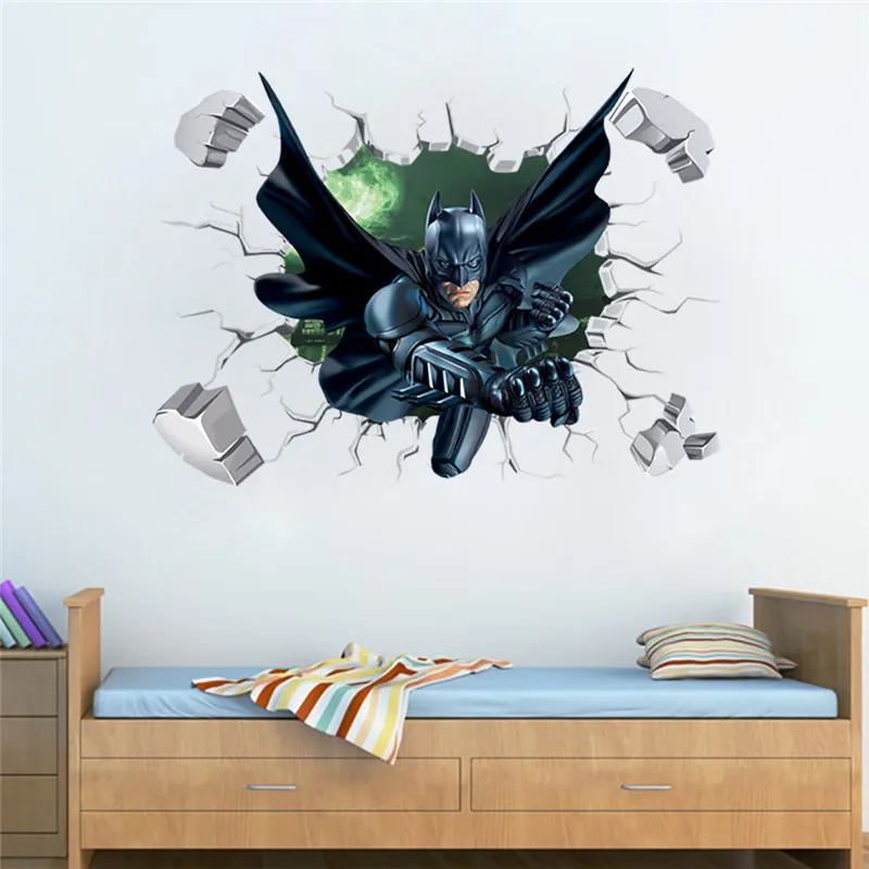 DC Batman Super Hero Broken Window Lego Wall Stickers For Kids Rooms Decoration Mural Bedroom accessories decal