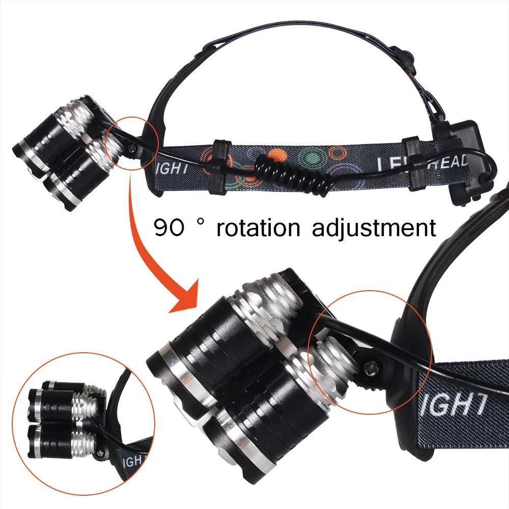 US $10.49 Super Bright LED Headlamp With 5 X T6 LED Lamp Headlight 4 Lighting Modes Used For Camping Adventure Fishing Etc