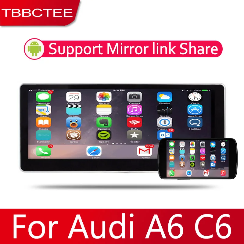 Discount Car Android System 1080P IPS LCD Screen For Audi A6 A6L C6 2004~2011 Car Radio Player GPS Navigation BT WiFi AUX 1