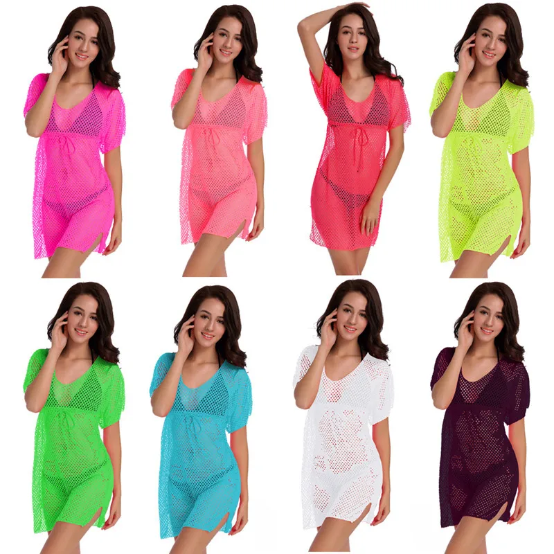 

2019 Sexy Beach Cover up White Crochet Swimwear Women Hollow Out Dress Ladies Bathing Suit Cover-ups Beach Tunic Saida de Praia