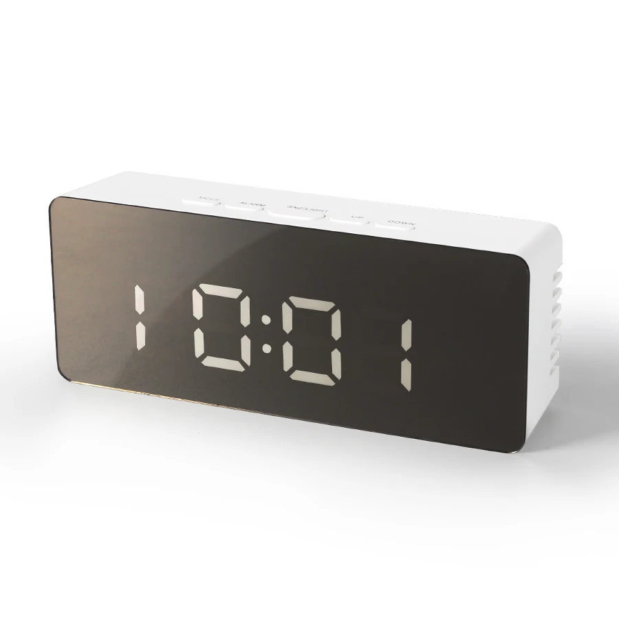 

LED Mirror Alarm Clock Digital Snooze Table Clock Wake Up Light Electronic Large Time Temperature Display Home Decoration Clock
