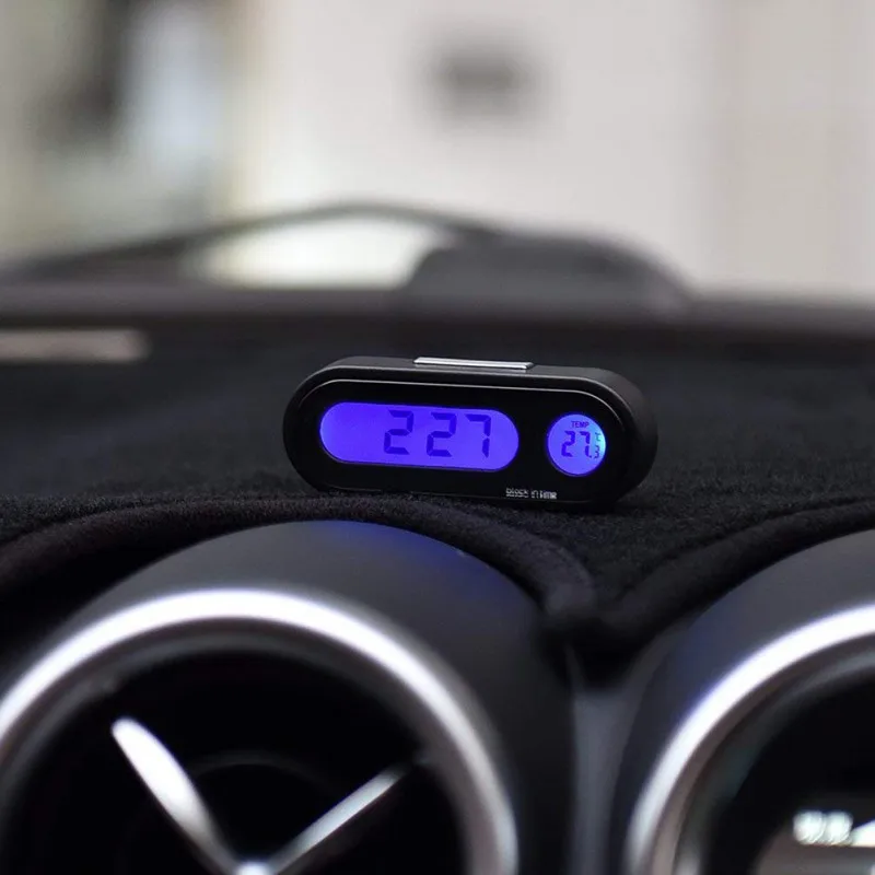 

Car Digital Clock Auto Thermometer Decoration Mini Electronic Clock Car Ornament