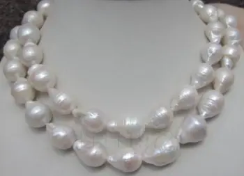 

Free shipping@@@@@HUGE 12-16MM NATURAL AAA+ SOUTH SEA WHITE BAROQUE PEARL NECKLACE 33INCHES