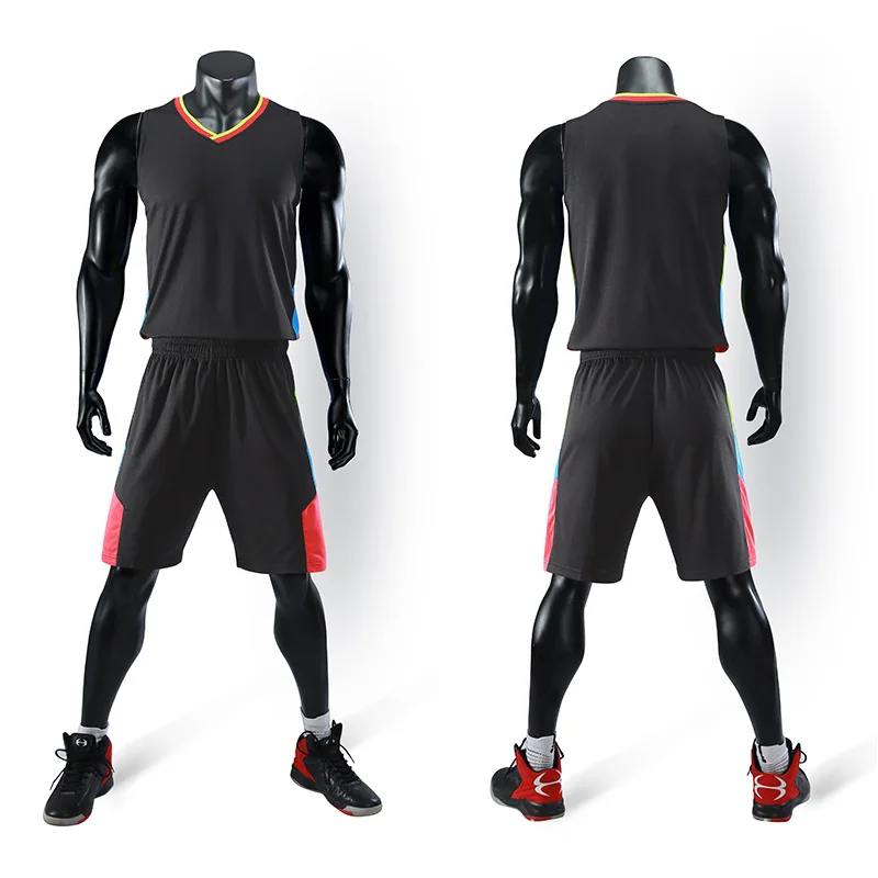 Men Throwback Basketball Training Jersey Set Tracksuits Breathable Basketball