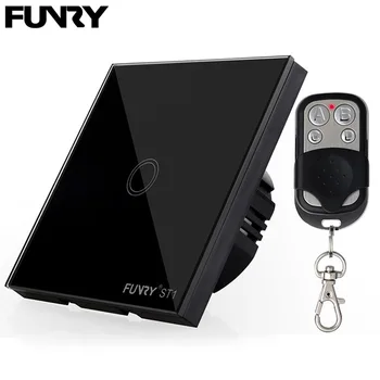 

FUNRY Remote Control Switch 1 Gang 1 Way ST1-EU-1R Wireless Smart Touch Switch LED Backlight Crystal Glass Switch Panel EU/UK
