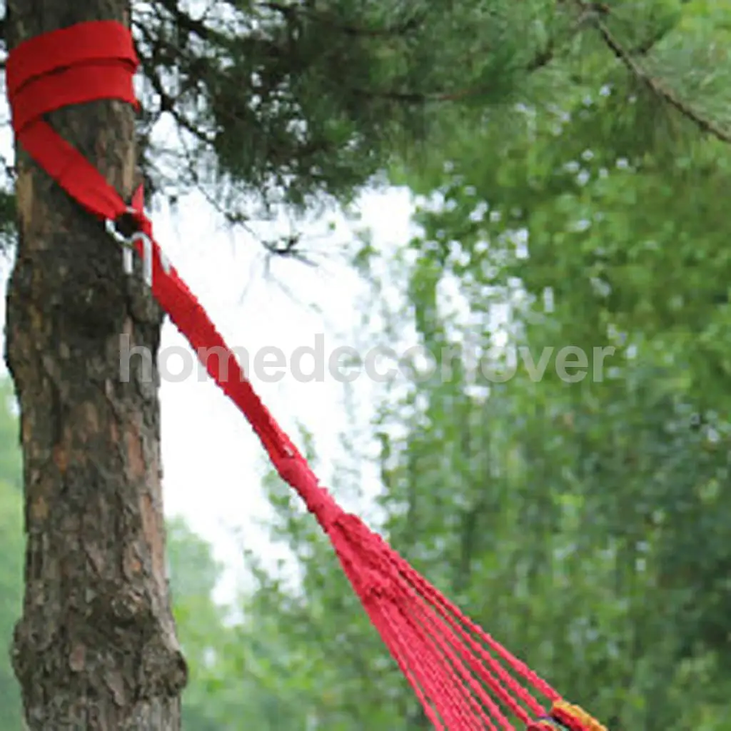 

MagiDeal Nylon Hammock Tree Hanging Straps Belt Kit with 2 Hook S Rings Red